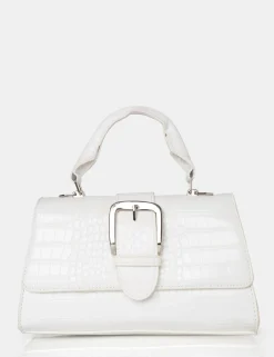 Public Desire The Lisbon Croc Buckle Cross Body Bag White Online