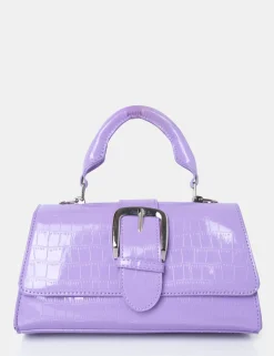 Public Desire The Lisbon Croc Buckle Cross Body Bag Lilac Outlet