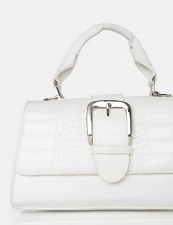 Public Desire The Lisbon Croc Buckle Cross Body Bag White Online