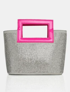Public Desire The Lustre Pu Diamante Bag Silver Discount