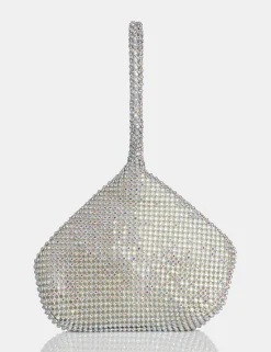 Public Desire The Marilyn Iridescent Mini Pouch Party Bag Silver New