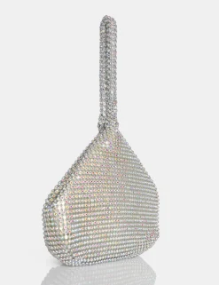 Public Desire The Marilyn Iridescent Mini Pouch Party Bag Silver New