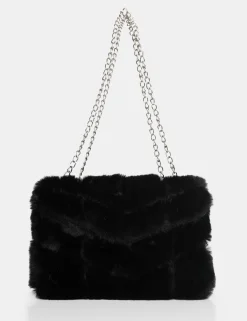 Public Desire The Marshmallow Faux Fur Shoulder Bag Black Flash Sale
