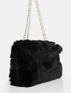 Public Desire The Marshmallow Faux Fur Shoulder Bag Black Flash Sale