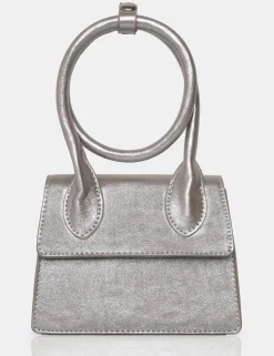 Public Desire The Milan Metallic Pu Crossbody Mini Bag Silver New