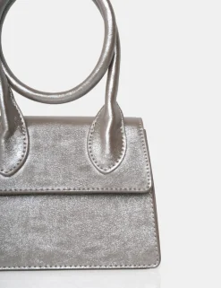 Public Desire The Milan Metallic Pu Crossbody Mini Bag Silver New