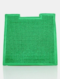 Public Desire The Montez Diamante Square Mini Evening Bags Green Cheap