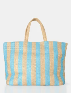 Public Desire The Nikki Stripe Canvas Top Handle Tote Bag Blue Best