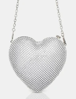 Public Desire The Ophelia Silver Diamante Clutch Bag Fashion