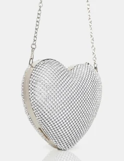 Public Desire The Ophelia Silver Diamante Clutch Bag Fashion
