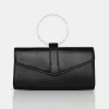 Public Desire The Pammy Pu Diamante Handle Envelope Clutch Black Fashion