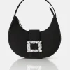 Public Desire The Pearl Satin Pearled Buckle Mini Bag Black Hot