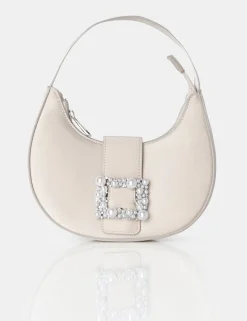 Public Desire The Pearl Satin Pearled Buckle Mini Bag Champagne Clearance
