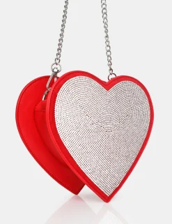 Public Desire The Phillippa Pu Diamante Bag Red Flash Sale