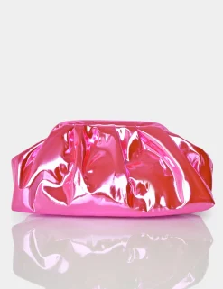 Public Desire The Project Iridescent Metallic Clutch Bag Pink Best