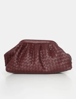 Public Desire The Project Woven Pu Clutch Bags Burgundy Outlet