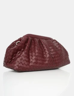 Public Desire The Project Woven Pu Clutch Bags Burgundy Outlet