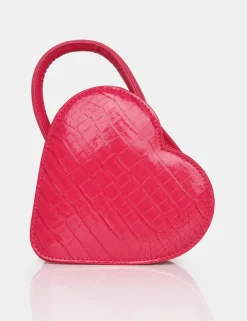 Public Desire The Roux Bright Croc Heart Grab Bag Pink Best