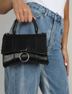 Public Desire The Roxi Black Plaited Edge Mini Handbag Bags New