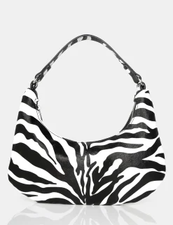 Public Desire The Shiloh Zebra Pu Shoulder Bag Monochrome Clearance