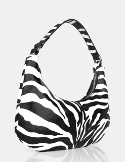 Public Desire The Shiloh Zebra Pu Shoulder Bag Monochrome Clearance