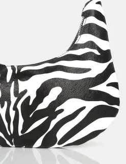 Public Desire The Shiloh Zebra Pu Shoulder Bag Monochrome Clearance
