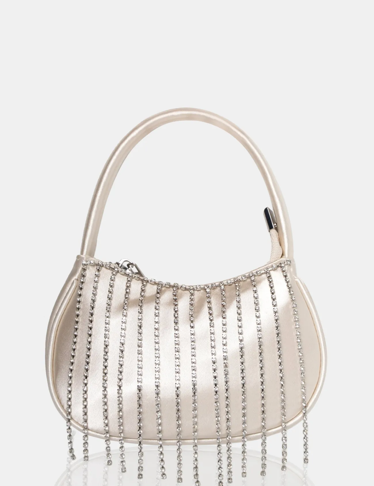 Public Desire The Sia Satin Diamante Trim Mini Bag Ivory Sale