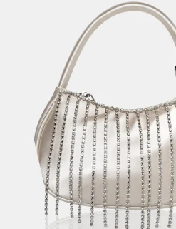 Public Desire The Sia Satin Diamante Trim Mini Bag Ivory Sale