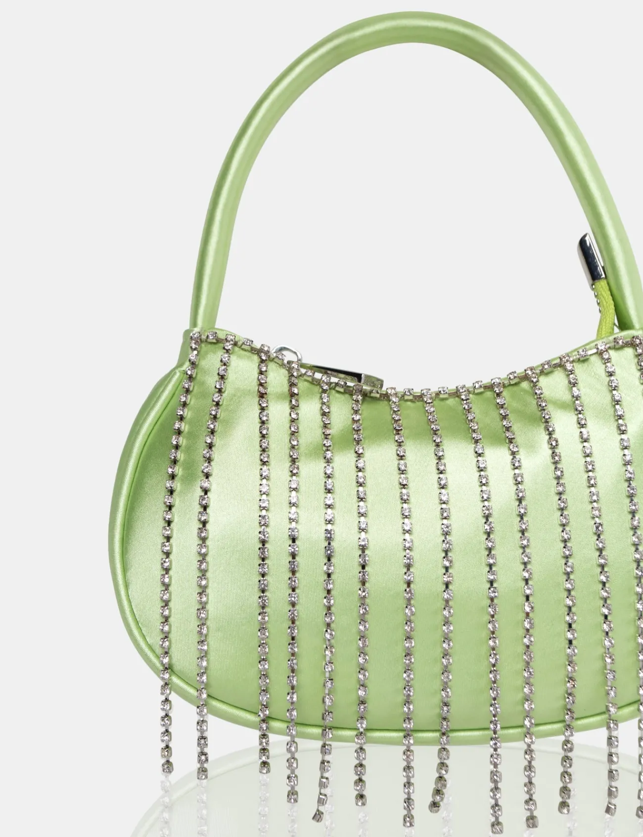 Public Desire The Sia Soft Satin Diamante Trim Mini Bag Green Sale