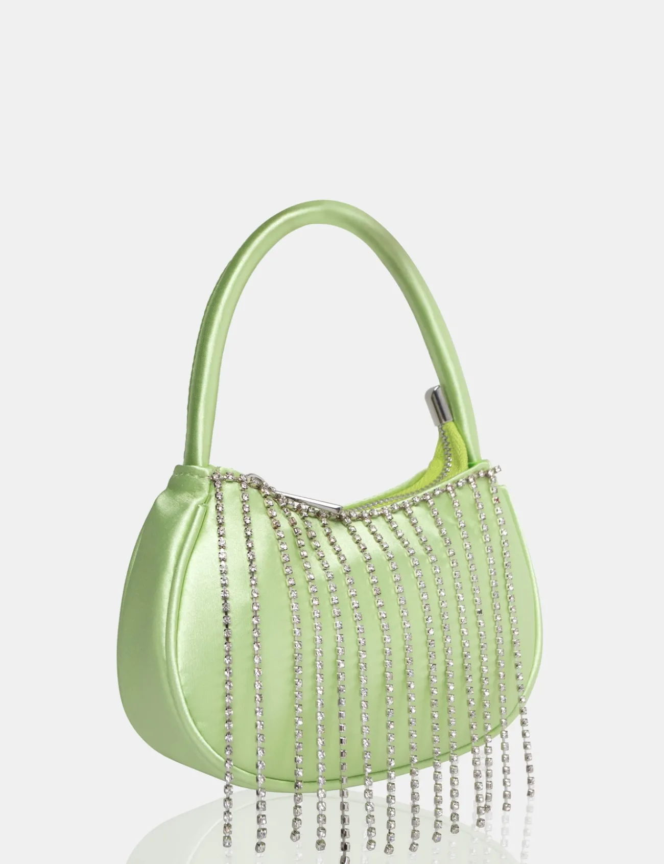 Public Desire The Sia Soft Satin Diamante Trim Mini Bag Green Sale