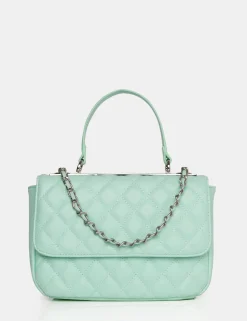 Public Desire The Vienna Quilted Silver Detailing Crossbody Shoulder Handbag Mint Flash Sale