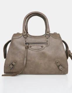 Public Desire The Willa Metallic Zip Detail Tote Bag Grey Fashion
