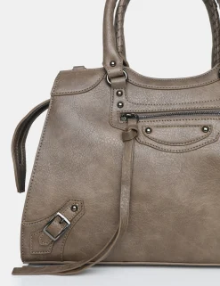 Public Desire The Willa Metallic Zip Detail Tote Bag Grey Fashion