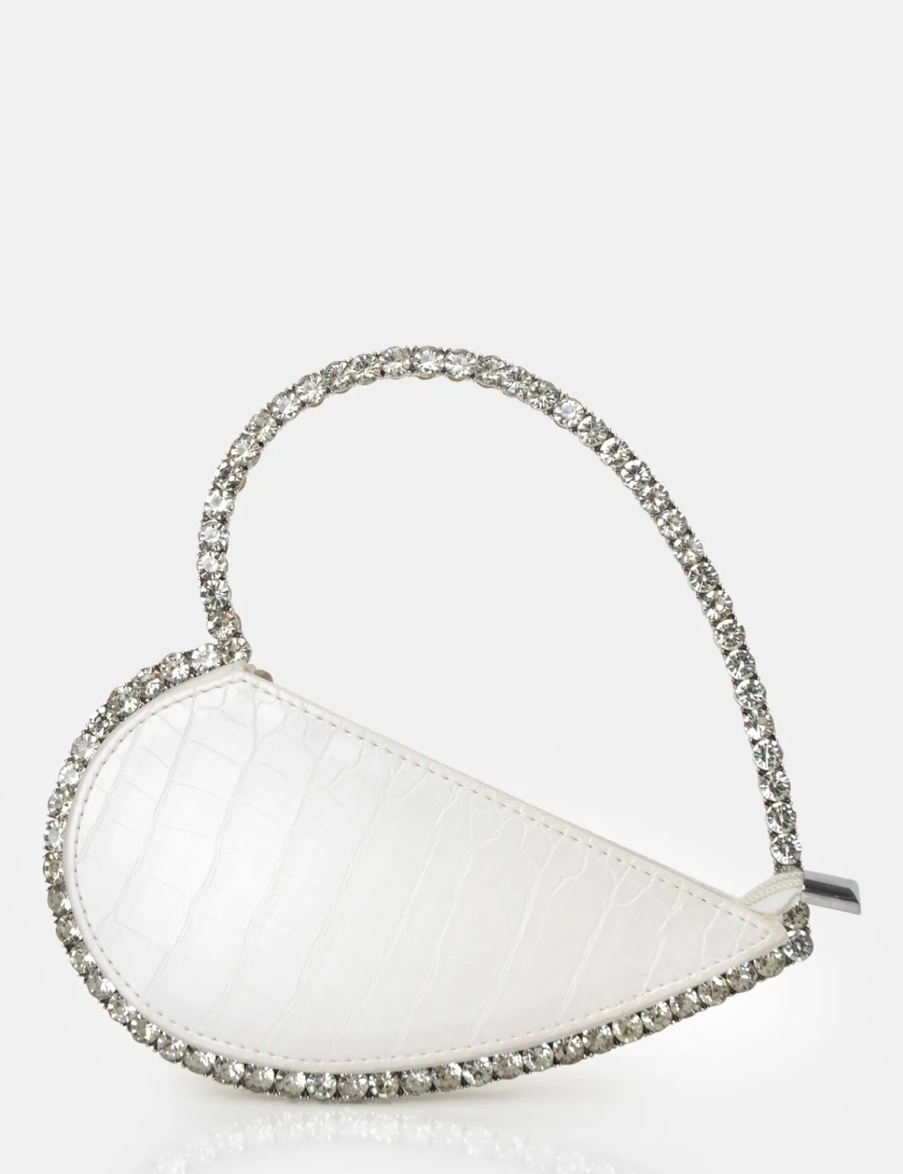 Public Desire The Zee Croc Diamante Love Heart Grab Bag White Shop