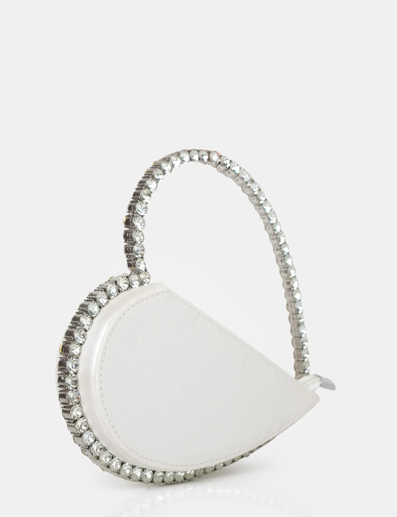 Public Desire The Zee Croc Diamante Love Heart Grab Bag White Shop