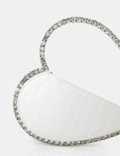 Public Desire The Zee Croc Diamante Love Heart Grab Bag White Shop