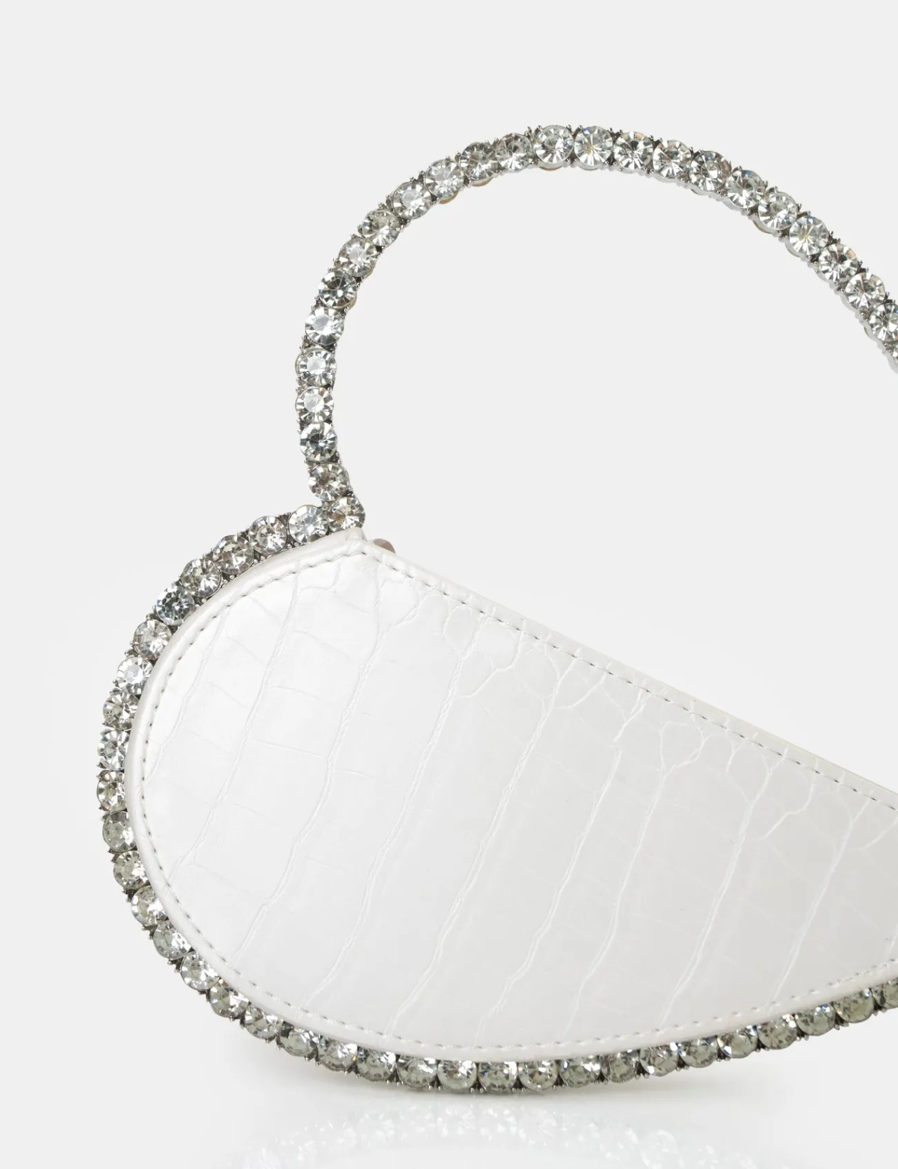Public Desire The Zee Croc Diamante Love Heart Grab Bag White Shop