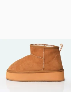 Public Desire Theo Chestnut Brown Faux Suede Ultra Mini Ankle Platform Boots Best
