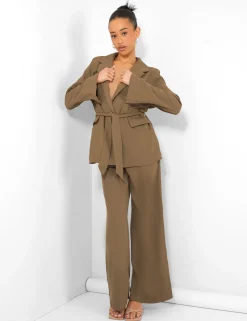 Public Desire Tie Waist Blazer Khaki Best