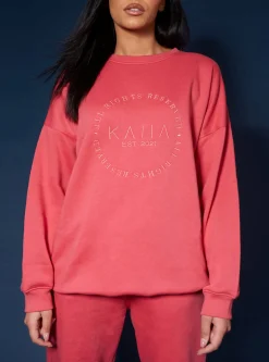Public Desire Tonal Embroidery Sweatshirt Coral Sale