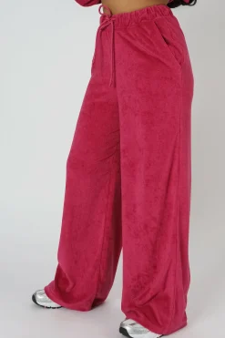 Public Desire Towelling Wide Leg Joggers Pink Shop
