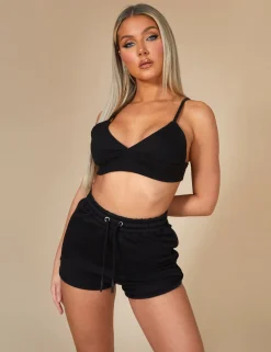 Public Desire Triangle Ribbed Bralet Black Shop