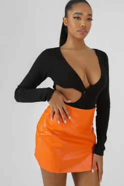 Public Desire Twist Bust Waist Cutout Bodysuit Black Online