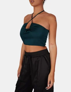 Public Desire U Trim Satin Bralet Forest Green Shop