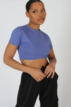Public Desire Ultimate Short Sleeve Underbust T-Shirt Purple Outlet