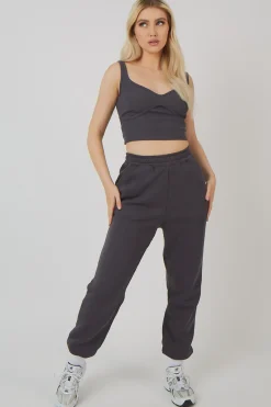 Public Desire Underbust Longline Top Dark Grey Store