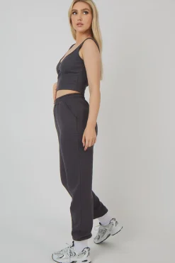 Public Desire Underbust Longline Top Dark Grey Store