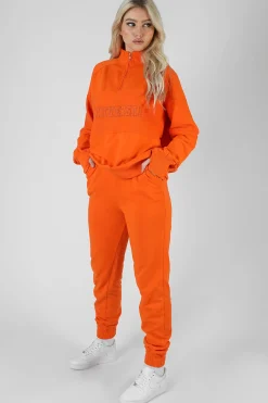 Public Desire Universal Reverse Panel Half Zip Pullover Sweatshirt Orange Best