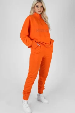 Public Desire Universal Reverse Panel Half Zip Pullover Sweatshirt Orange Best