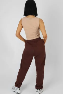 Public Desire V Neck Sleeveless Ribbed Crop Top Camel Flash Sale
